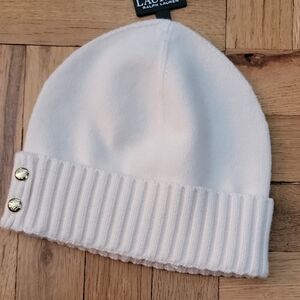 LAUREN RALPH LAUREN/KNIT BEANIE/CREAM